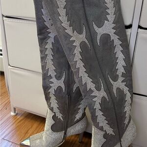 Gianni Bini Gray and Silver Heeled Boots